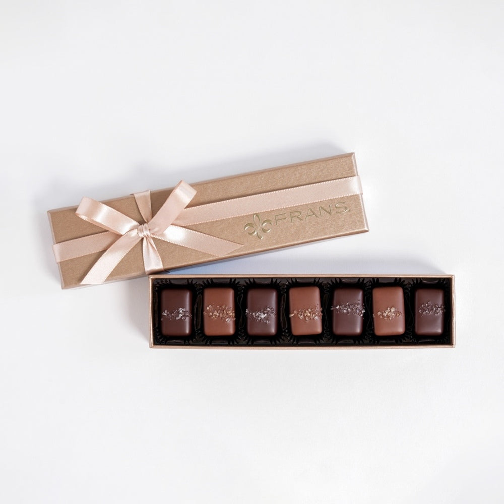 ★CHOCOLATE CARAMEL III　/ アルミ高級フレーム入り ソルトキャラメルアソートメント7個入 – フランズチョコレート 日本